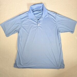 WEATHERPROOF Company Mens XXL Blue Stripe Golf Polo Shirt Performance Pique